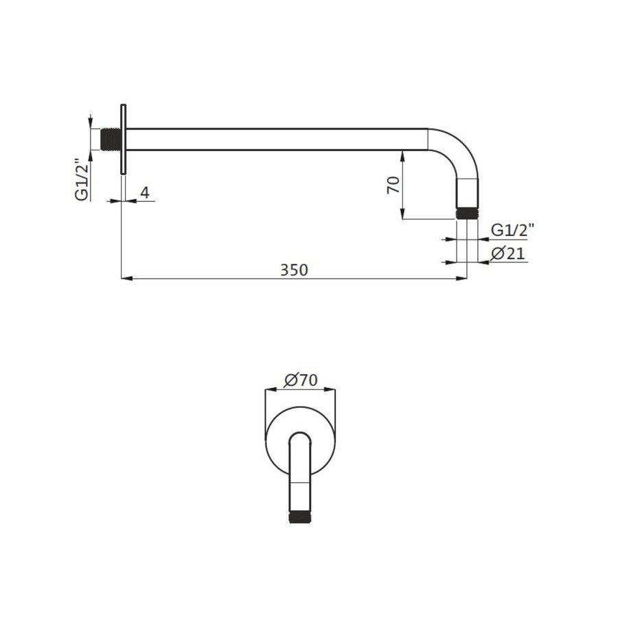 Wanduitloop Herzbach Living Spa PVD-Coating 35 cm Messing Goud