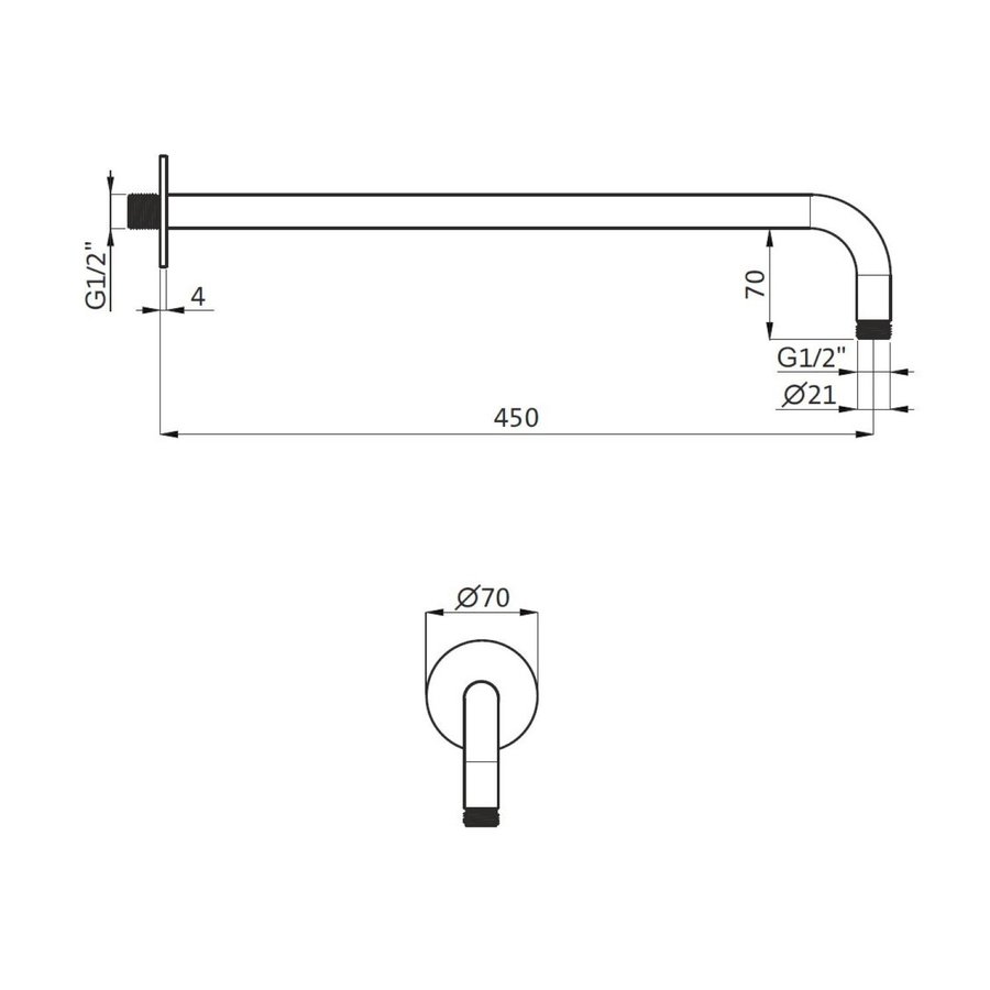 Wanduitloop Herzbach Living Spa PVD-Coating 45 cm Zwart