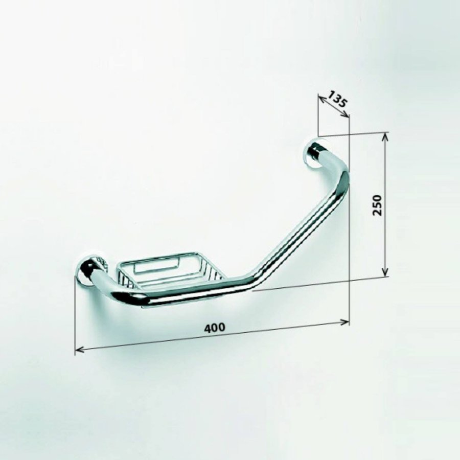 Handgreep Sapho X-Round 40 cm met Zeephouder Chroom