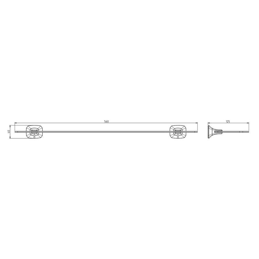 Glazen Planchet Sapho Aida 56x4 cm Chroom / Satijnglas