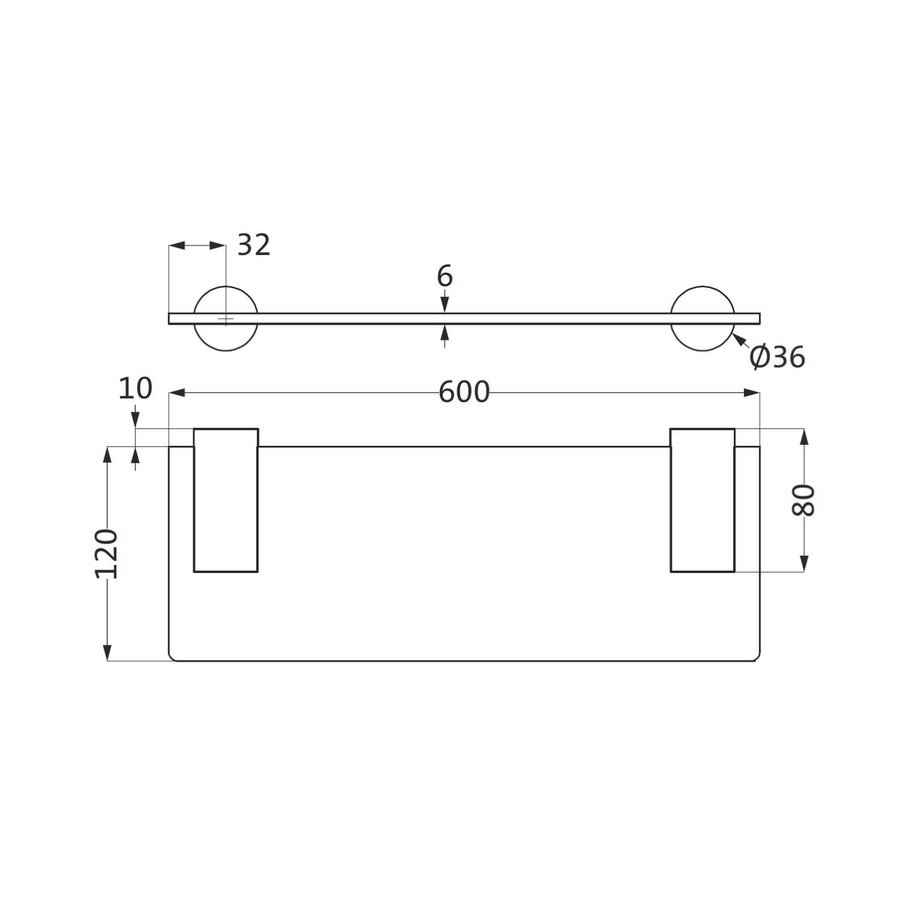 Planchet Herzbach Aurel Wandbevestiging 60 cm Verchroomd Messing