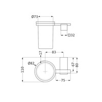 Tandenborstelhouder Herzbach Pixa Melkglas Beker Verchroomd Messing