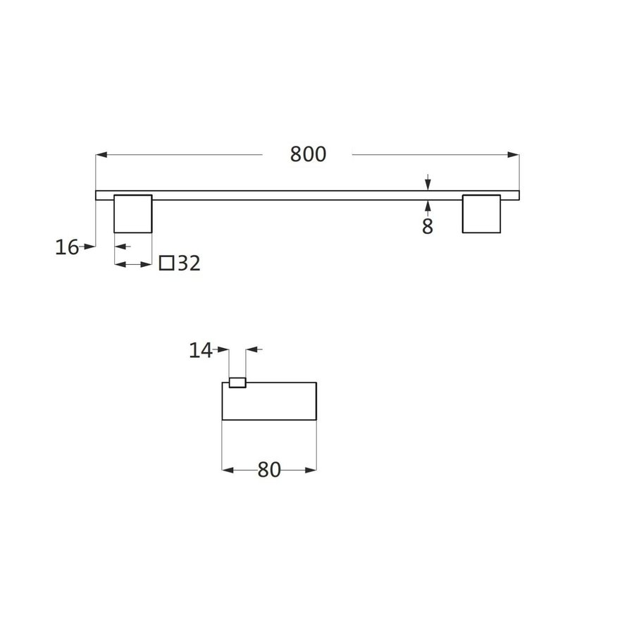 Handdoekhouder Herzbach Pixa Wandbevestiging 80 cm Verchroomd Messing