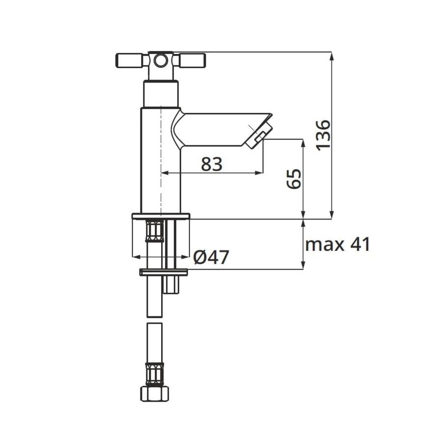 Fonteinkraan Herzbach Stilo met Kruisgreep Messing Chroom