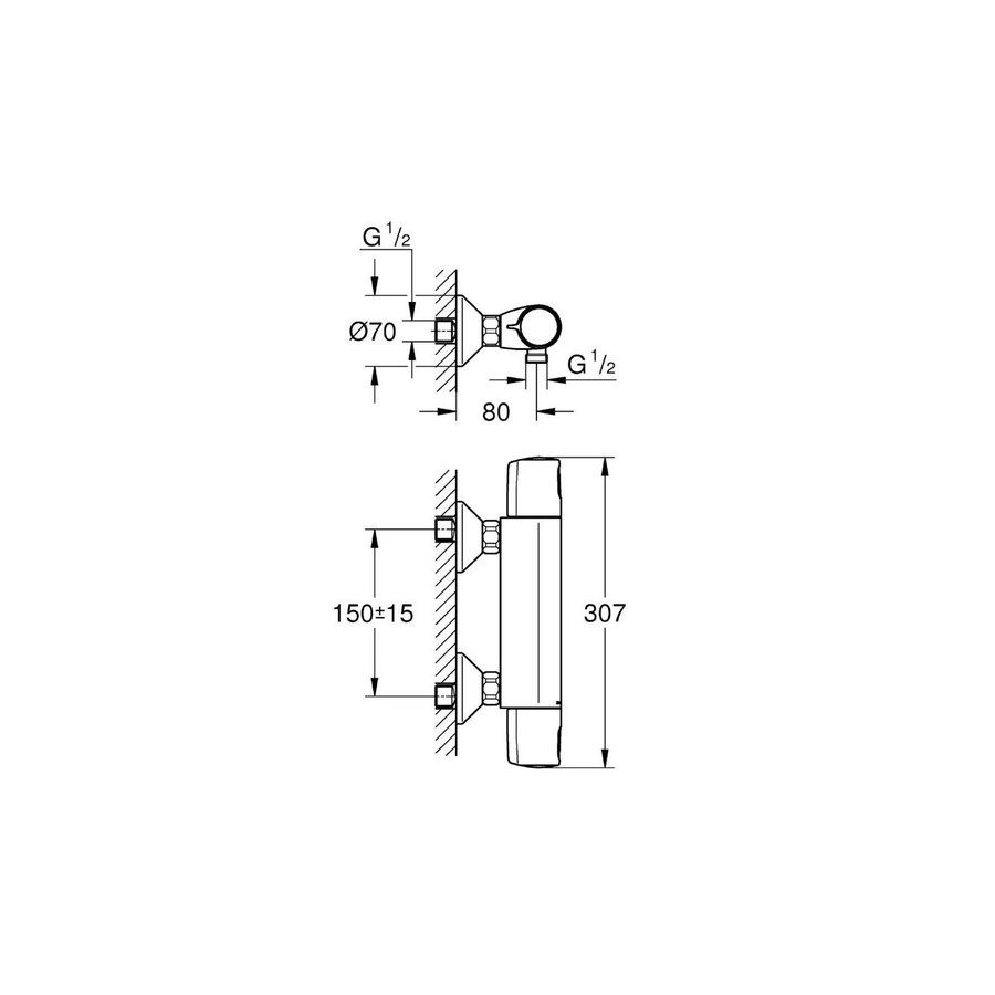 Grohe Douchekraan Precision Trend Thermostatisch Chroom