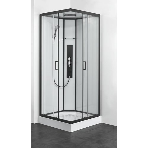 Douchecabine Boss & Wessing Elite 90x90x225 cm Thermostaatkraan Zwart Profiel 