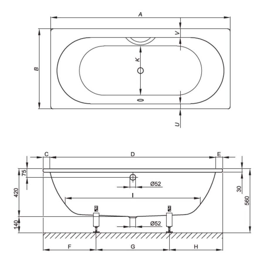 Ligbad Bette Starlet 175x80 cm Hoogglans Wit