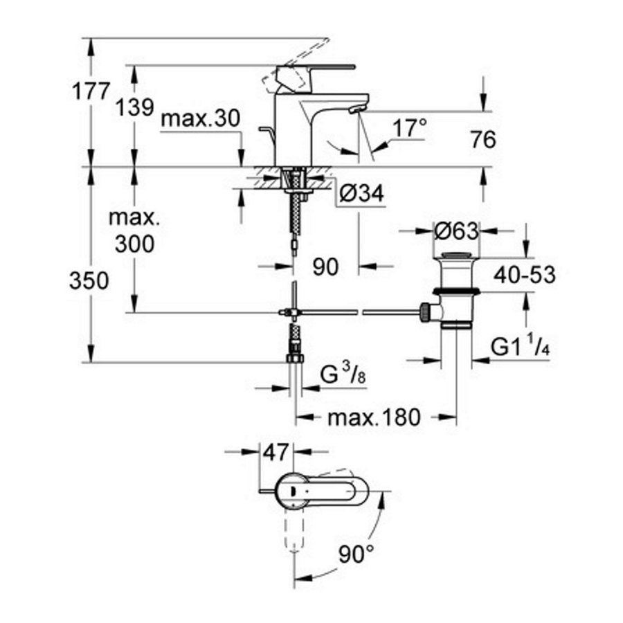 Grohe Wastafelmengkraan Get S-Size Chroom