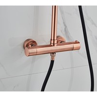Opbouw Regendouche Set Boss & Wessing Copper Pro Thermostatisch Staaf Handdouche Geborsteld Koper 20 cm