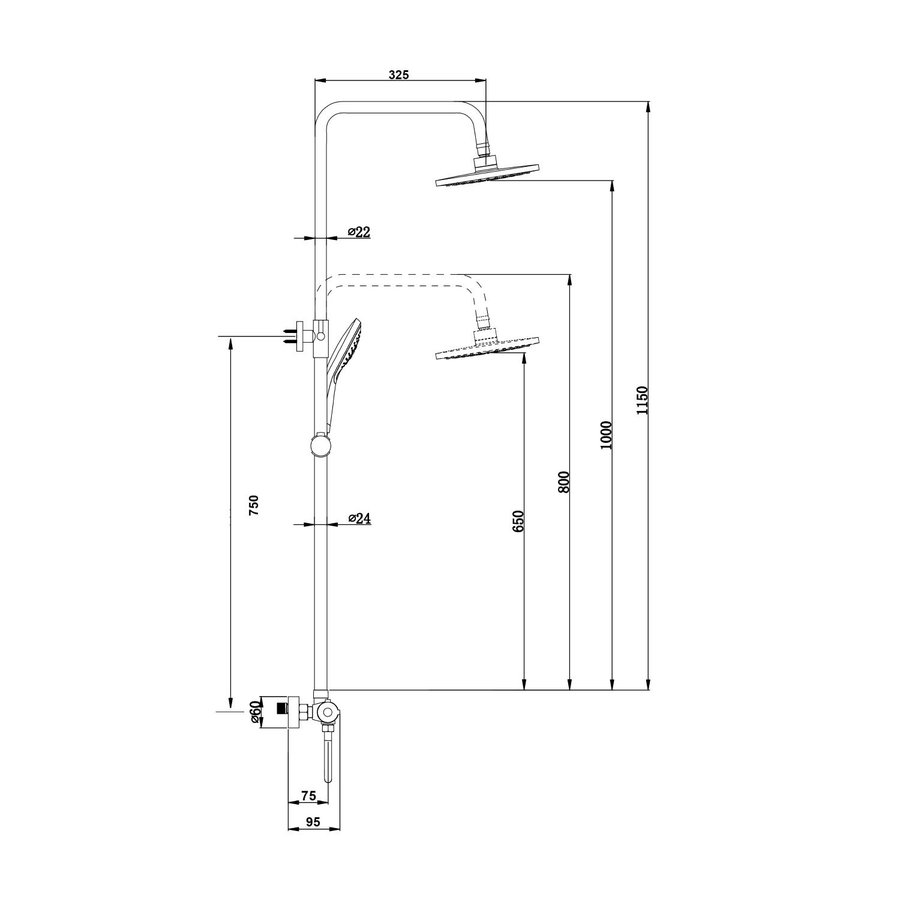 Opbouw Regendouche Set Boss & Wessing Copper Pro Thermostatisch Staaf Handdouche Geborsteld Koper 30 cm