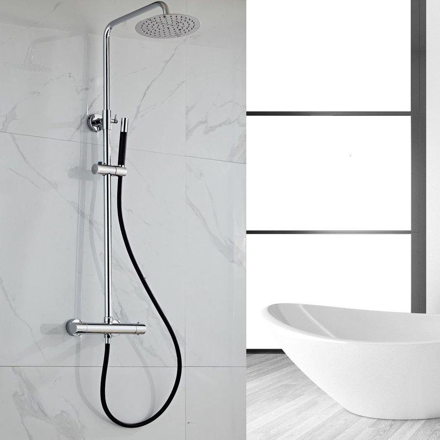 Opbouw Regendouche Set Boss & Wessing Talpa Pro Hoofddouche 20 cm met Staaf Handdouche