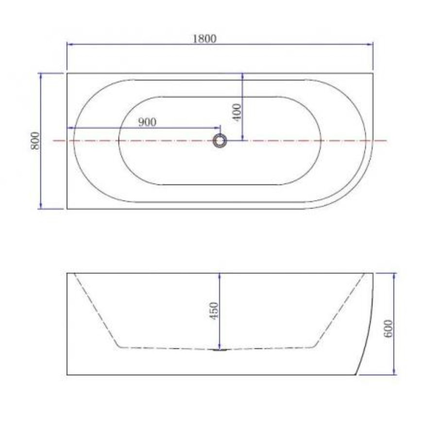 Wiesbaden Corner links acryl hoekbad 180x80+waste wit