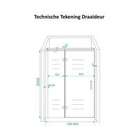 Douchecabine Wiesbaden met Draaideur en Zijwand 80 cm 8mm Nano Coating Chroom (vijf verschillende maten)