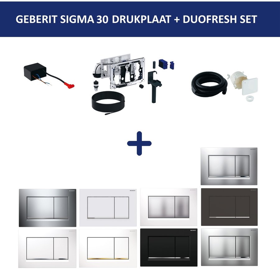 Bedieningsplaat Geberit Sigma 30 DF + DuoFresh Geurzuiveringssysteem Mat Zwart