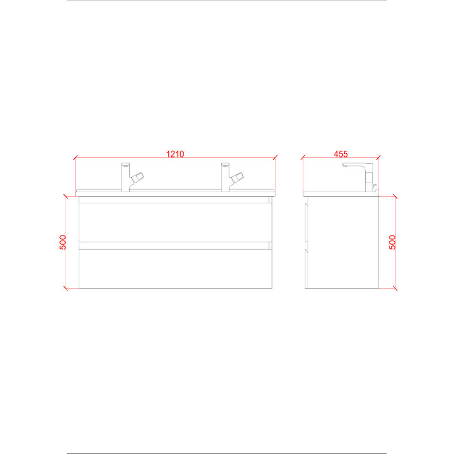 Badkamermeubelset Creavit Sally 120 cm Twee Soft-Close Lades Eiken