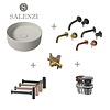 Salenzi Salenzi Waskomset Hide Circle 40x12 cm Mat Grijs (Keuze Uit 4 Kleuren Kranen)