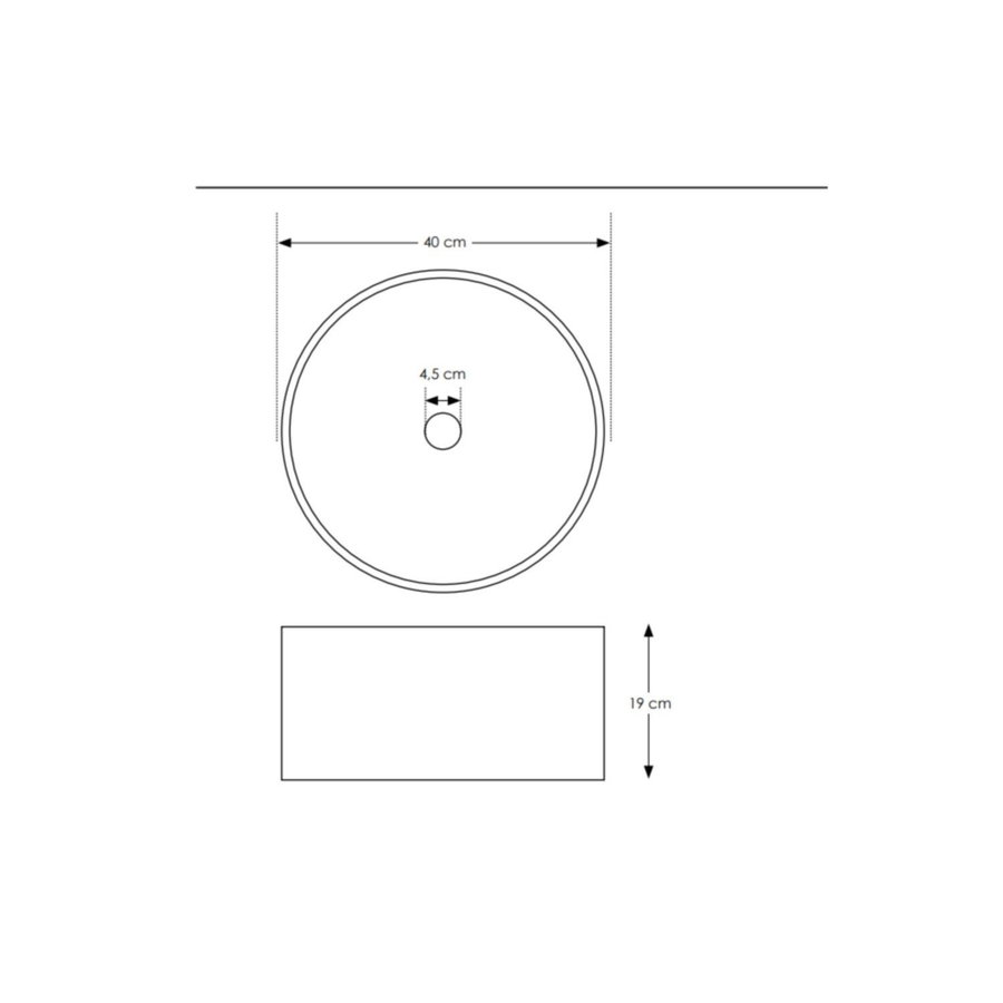 Salenzi Waskomset Beton 40x19 cm Rond Mat Grijs (Keuze Uit 4 Kleuren Kranen)