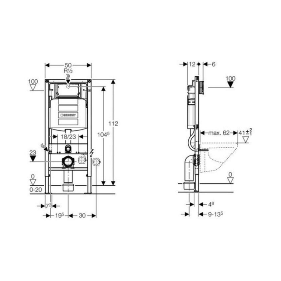 Inbouwreservoir Duofix Sigma UP320 112cm Hoog