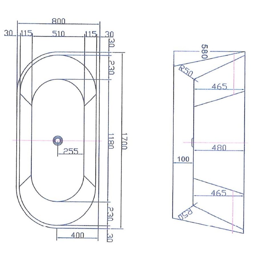 Ligbad NJOY Thalia 170x80 cm Acryl Mat Wit inclusief Afvoer en Badpotenset