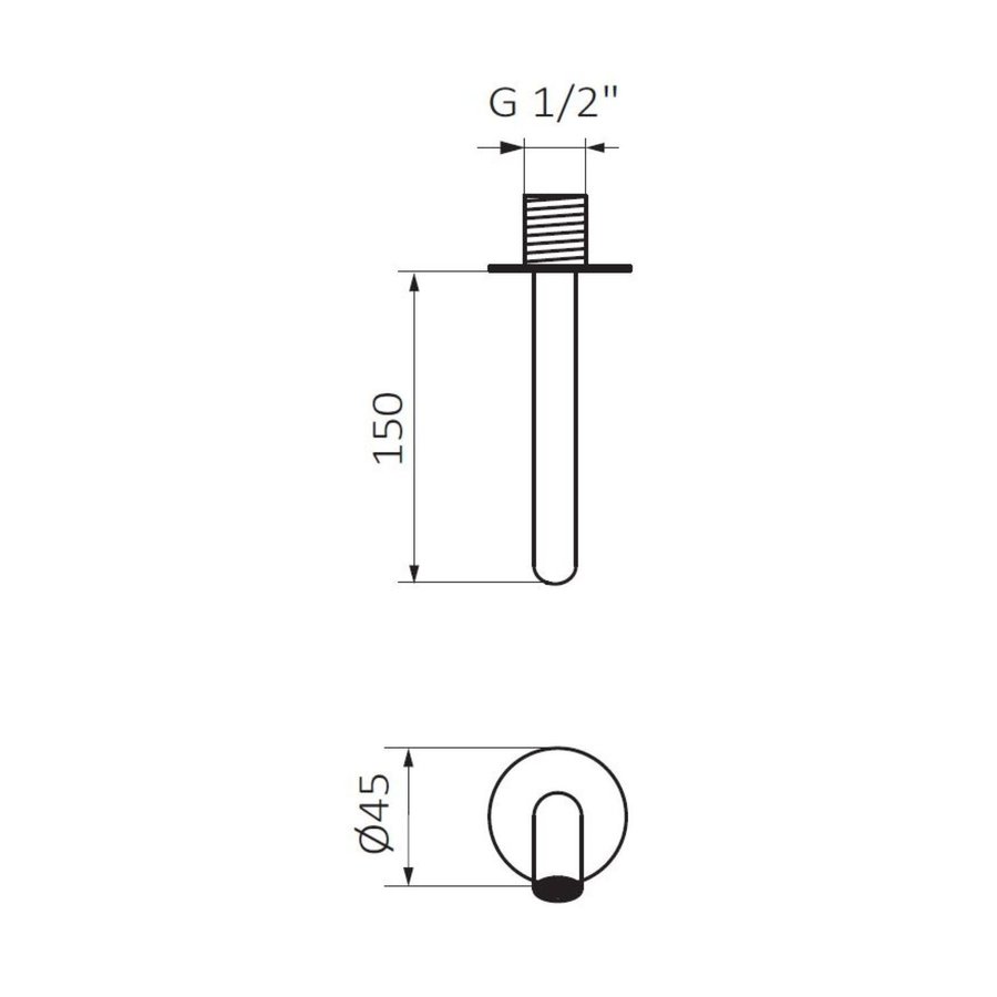 Inbouw Wastafel Uitloop GRB InCool 15 cm Zwart