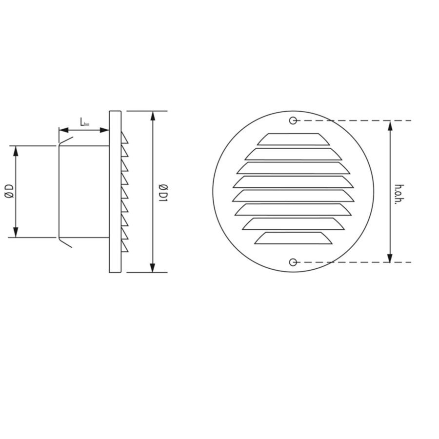 Schoepen Ventilatierooster met Klemveren Weha Rond 10 cm RVS