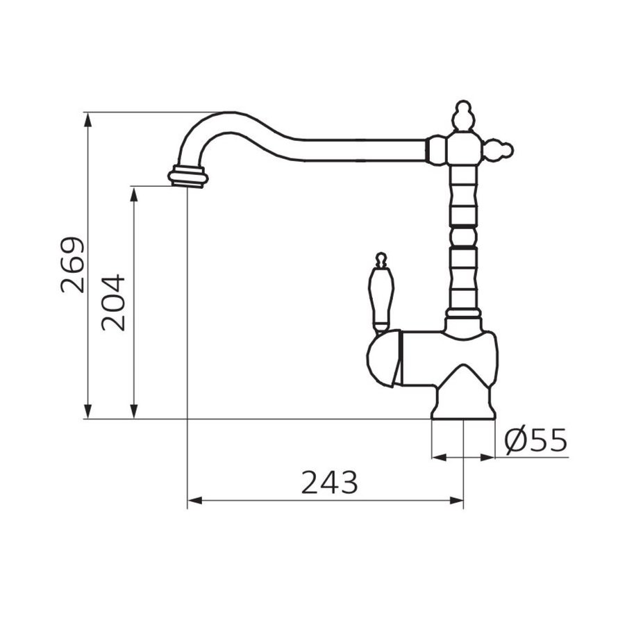 Keukenkraan GRB Kitchen Klassiek Design Messing Chroom