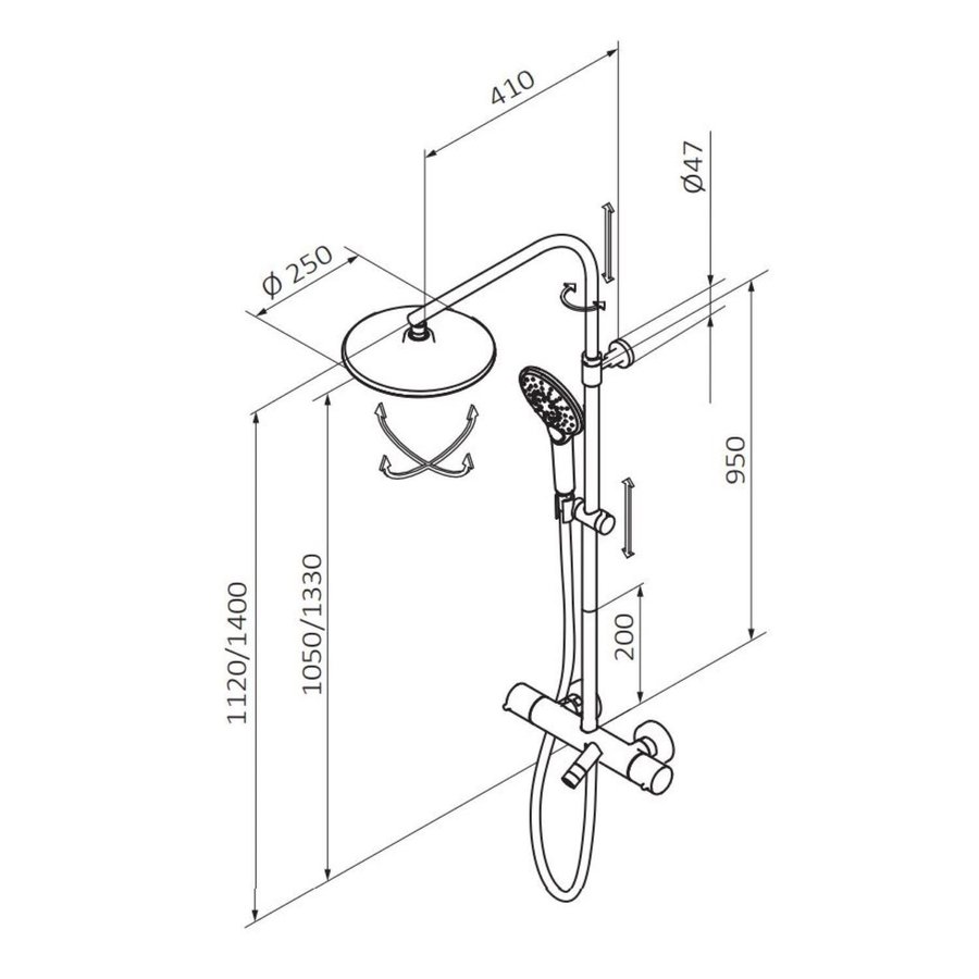 Opbouw Badkraan GRB Time met Handdouche Set Messing Chroom