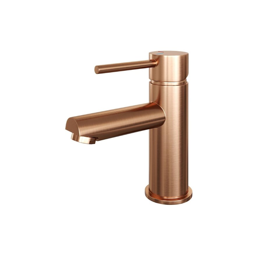 Wastafelmengkraan Brauer Copper Edition Coldstart Opbouw Laag Ronde Hendel Geborsteld Koper PVD