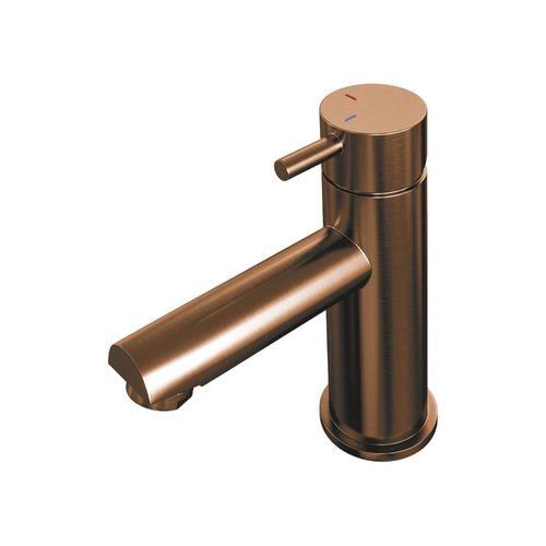 Wastafelmengkraan Brauer Copper Edition Coldstart Opbouw Laag Korte Ronde Hendel Geborsteld Koper PVD 