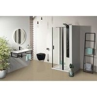 Zijwand Sapho Zoom Line Black 90x200 cm 6 mm Helder Glas tbv nisdeur Zoom Line Black Mat Zwart