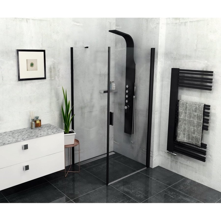 Zijwand Sapho Zoom Line Black 90x200 cm 6 mm Helder Glas tbv nisdeur Zoom Line Black Mat Zwart