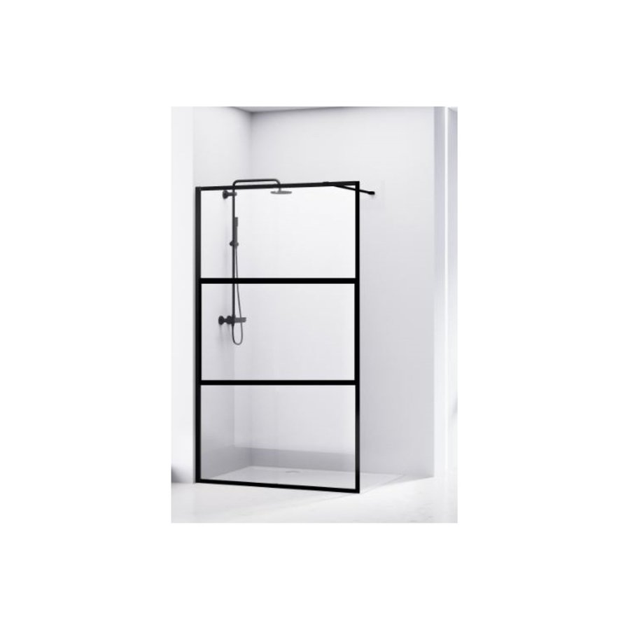 Douchewand Van Rijn ST04 Helder Glas 8 mm Aluminium Profiel Zwart 90x200 cm