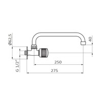 Inbouw Keukenkraan GRB Kitchen Koudwaterkraan Laag Model Messing Chroom