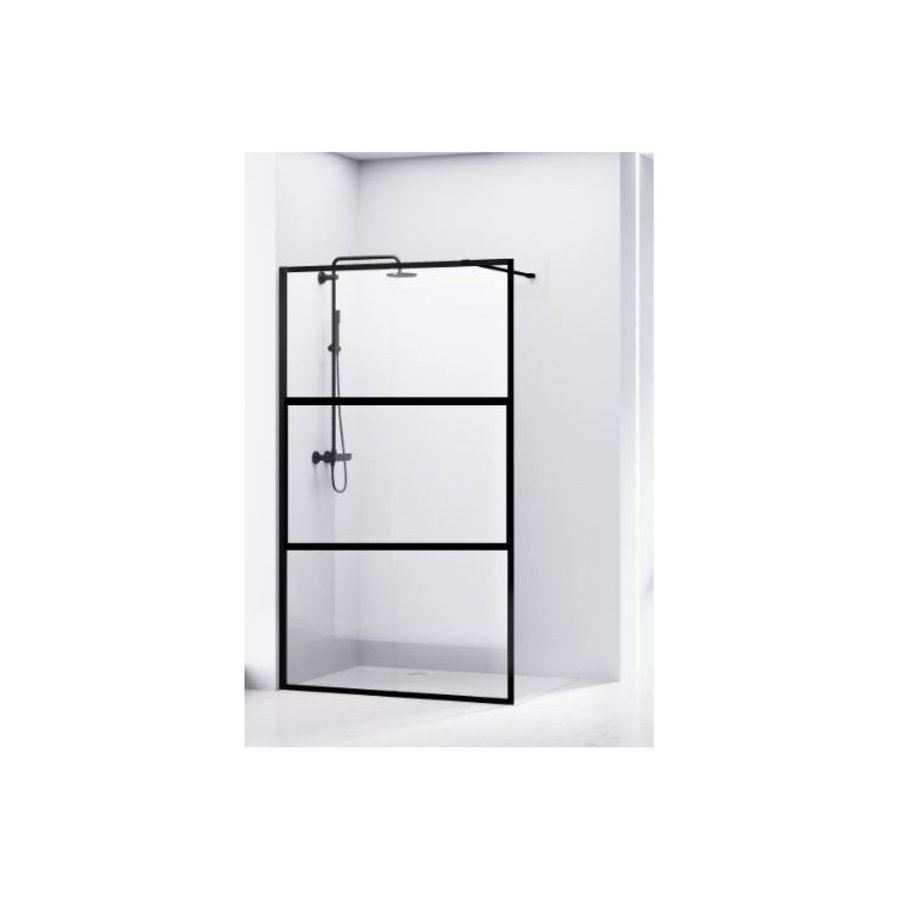 Douchewand Van Rijn ST04 Helder Glas 8 mm Aluminium Profiel Zwart 100x200 cm