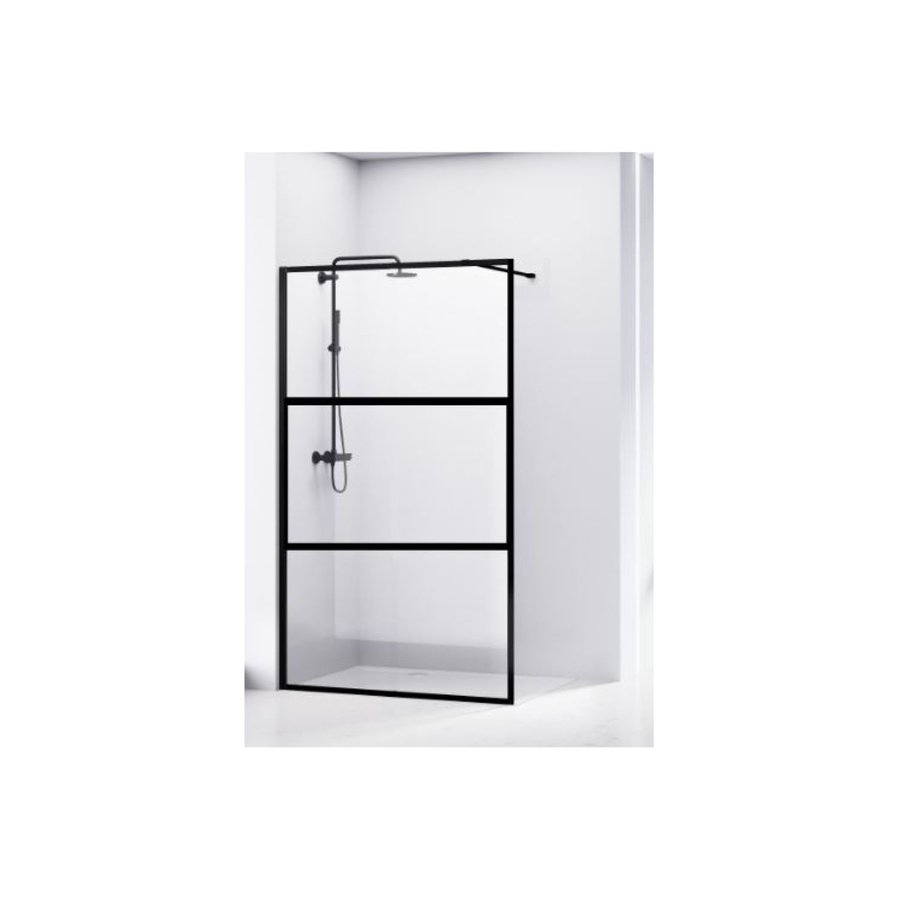 Douchewand Van Rijn ST04 Helder Glas 8 mm Aluminium Profiel Zwart 110x200 cm