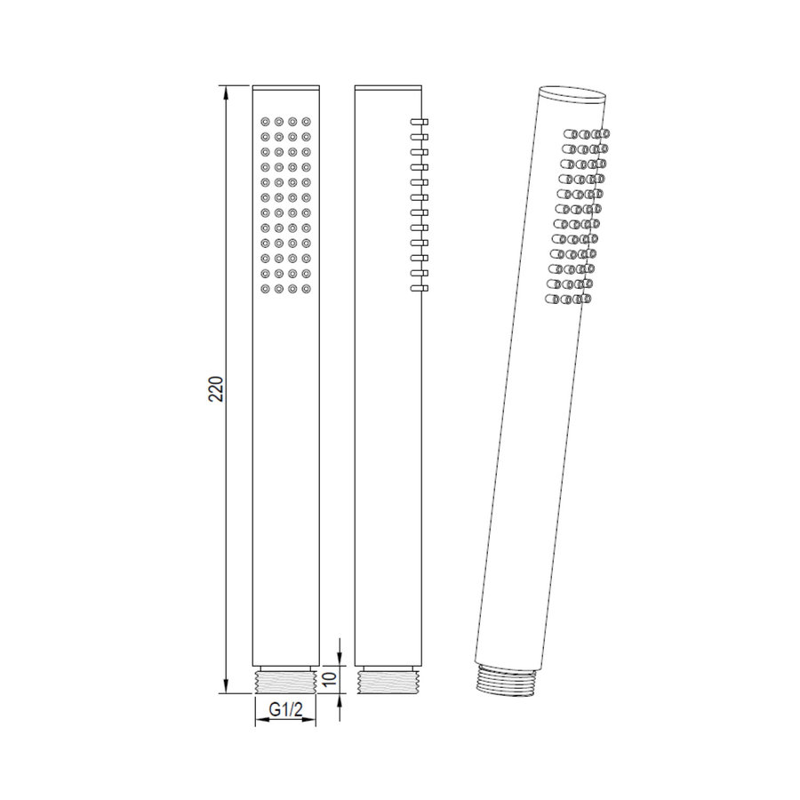 Staafhanddouche Brauer Brushed 22 cm Geborsteld Nikkel