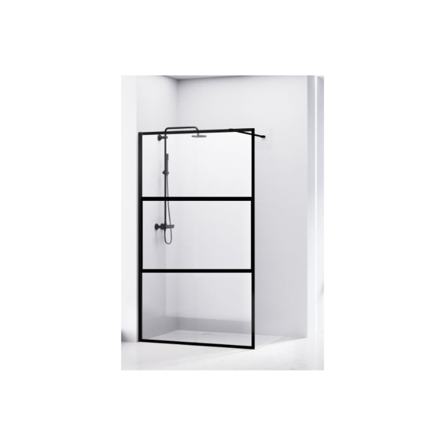 Douchewand Van Rijn ST04 Helder Glas 8 mm Aluminium Profiel Zwart 120x200 cm