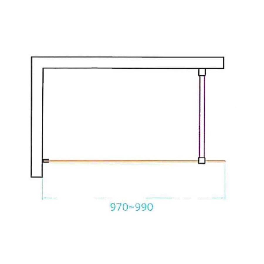 Douchewand Van Rijn ST04 Helder Glas 8 mm 6 delen Aluminium Profiel Zwart 100x200 cm