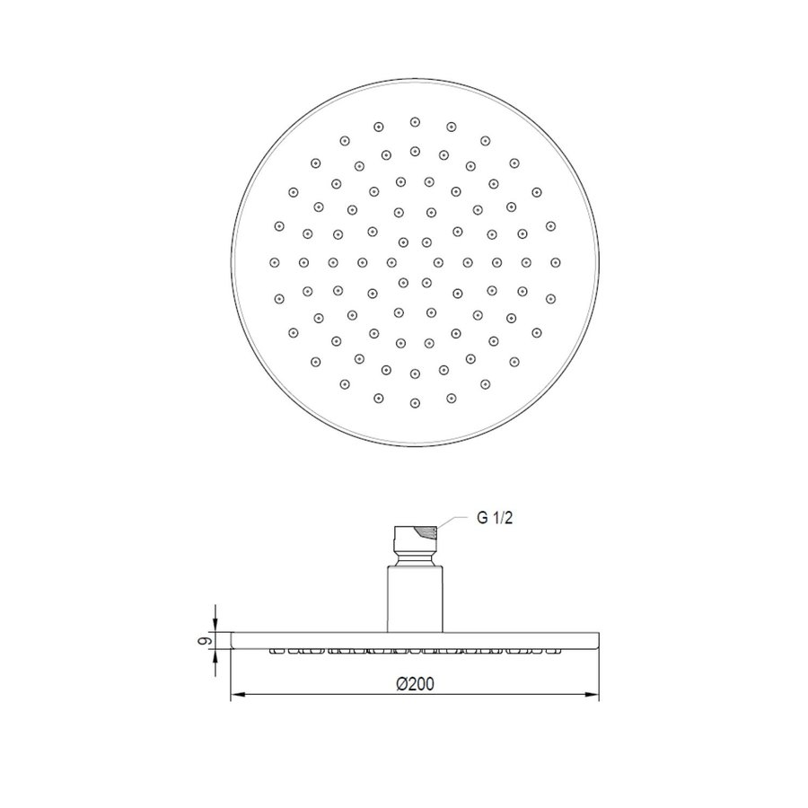 Hoofddouche Brauer Brushed Rond 20 cm Geborsteld Nikkel