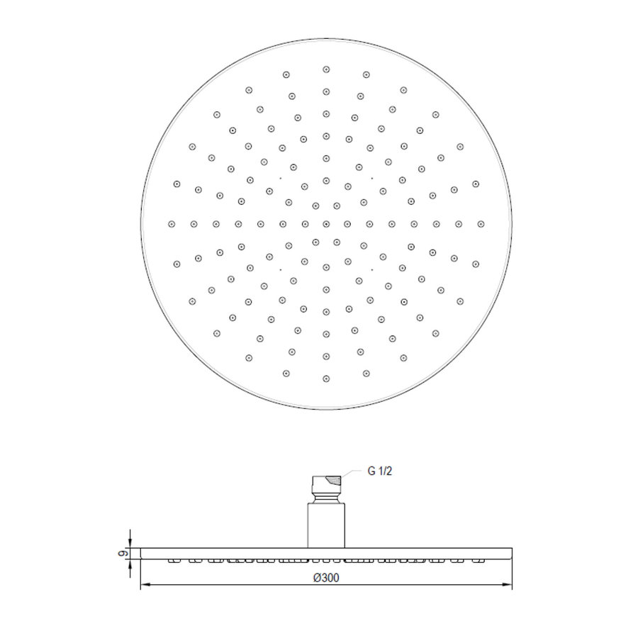 Hoofddouche Brauer Brushed Rond 30 cm Geborsteld Nikkel