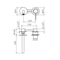 Inbouw Wastafelkraan GRB Time zonder Waste Verchroomd Messing 20 cm