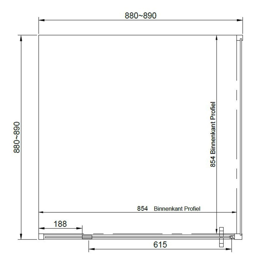 Hoek Douchecabine Van Rijn 90x90x200 cm ST04 6 mm Helder Glas Zwart Aluminium Nanocoating