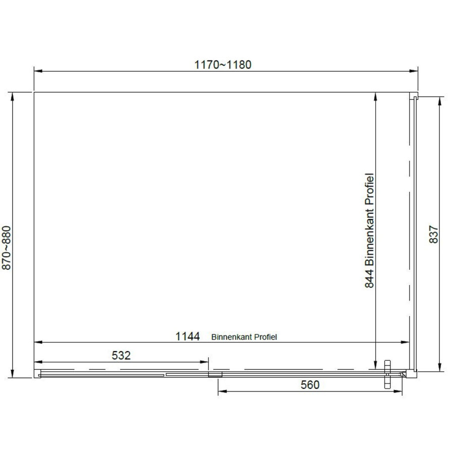 Hoek Douchecabine Van Rijn Zijwand 200x120x90 cm 6 mm Helder Glas Aluminium Zwart