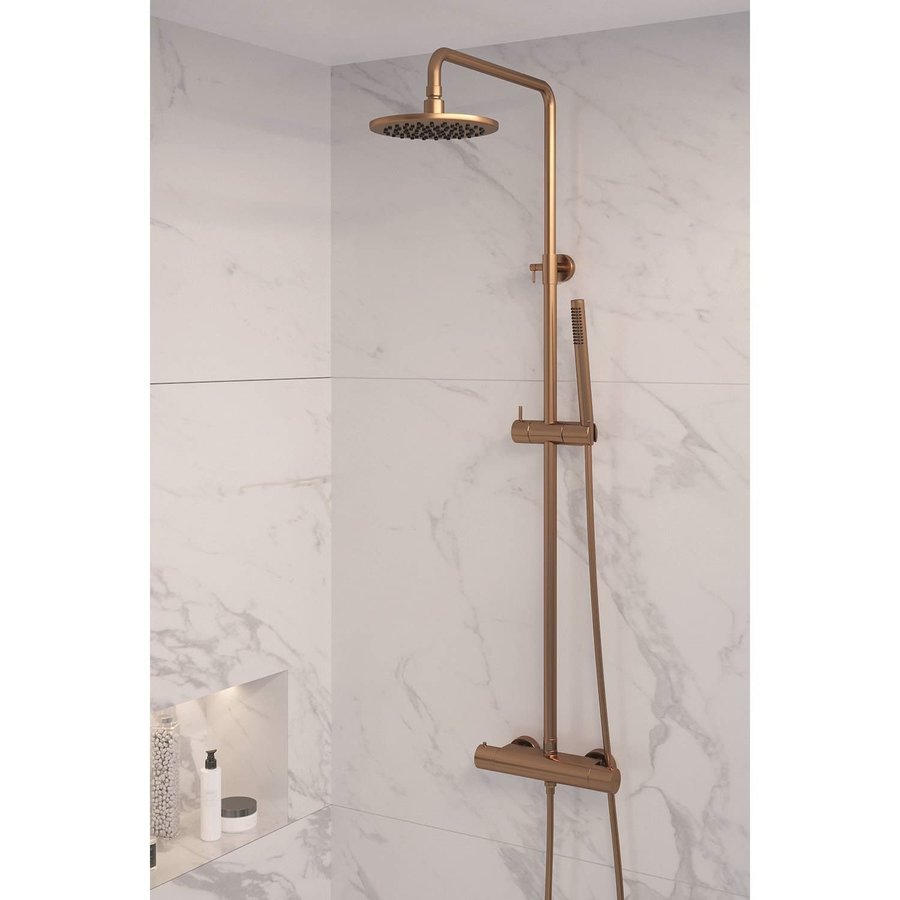 Regendouche Brauer Copper Showerpipe Met Thermostaat 20cm Koper