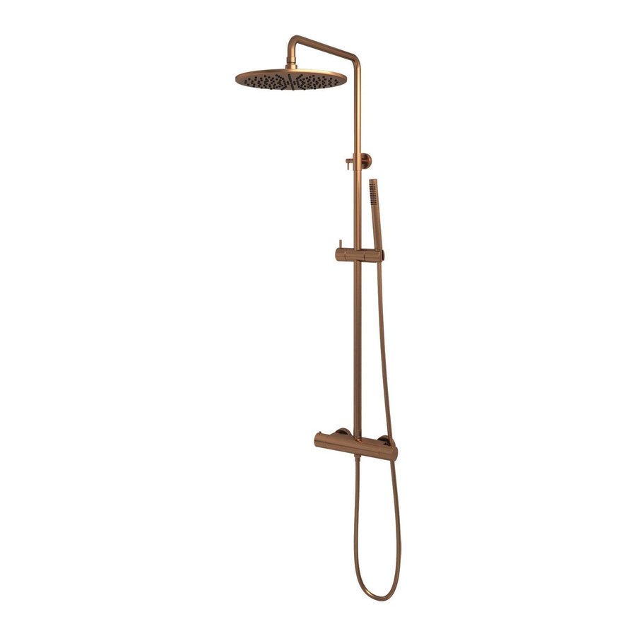 Regendouche Brauer Copper Showerpipe met Thermostaat 30cm Koper