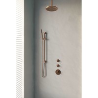 Thermostatisch Inbouwdoucheset Brauer Copper 20cm Hoofddouche Plafondarm Staafhanddouche op Glijstang Koper