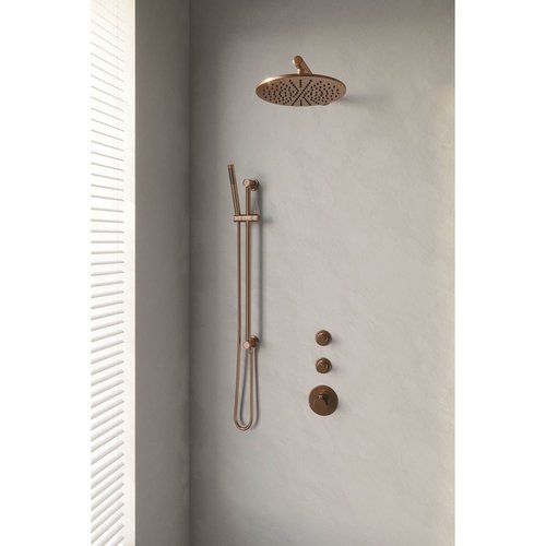 Thermostatisch Inbouwdoucheset Brauer Copper 30cm Hoofddouche Wandarm Staafhanddouche op Glijstang Koper 