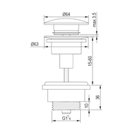 Klikwaste Brauer Afvoerplug Messing Binnenwerk 5/4 Mat Zwart