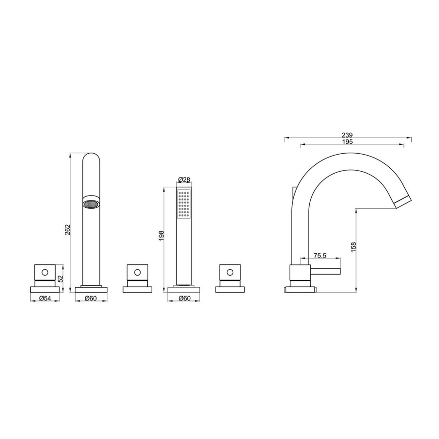 Badrandkraan Combinatie Boss & Wessing 5-Gats Compleet Mat Zwart