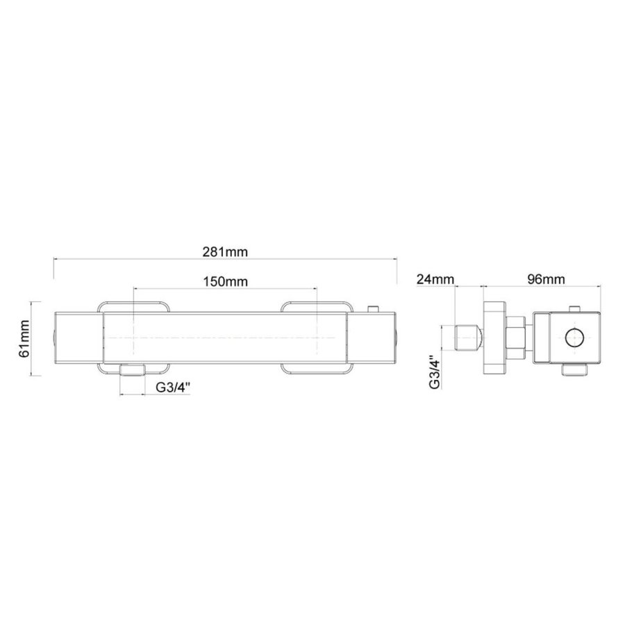 Opbouw Douchekraan Boss & Wessing Brilliant Thermostatisch Chroom